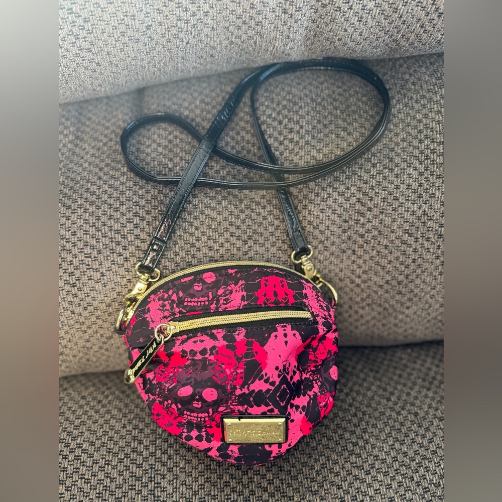 Betsey Johnson Hot Pink and Black Crossbody Bag